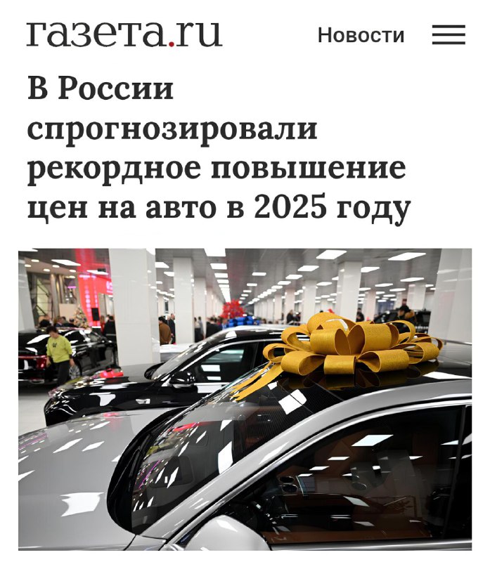 Рост цен на автомобили в России в 2025 году