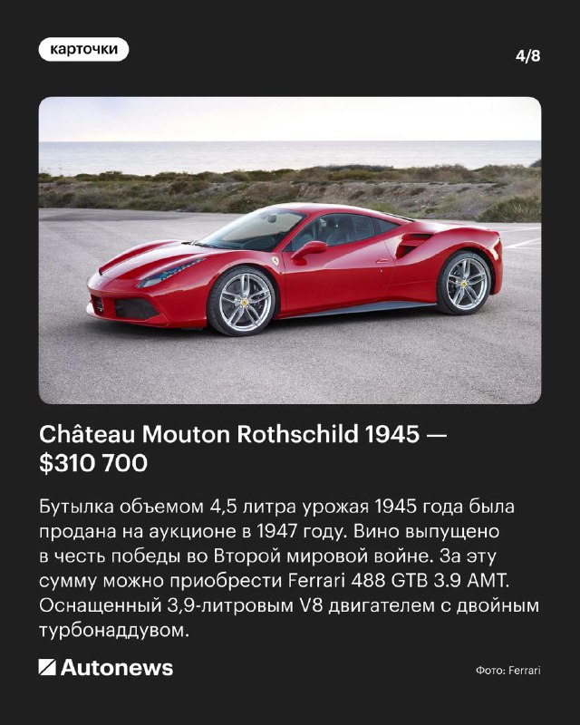 Самые дорогие вина в мире: сравнение с автомобилями
