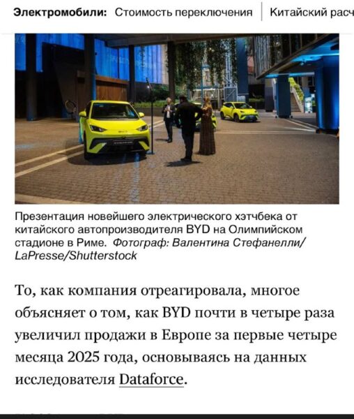Бум продаж электромобилей BYD в Европе: причины и перспективы