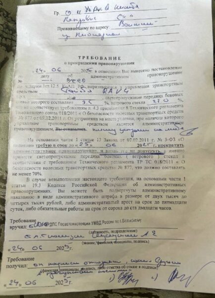 Несогласие с требованием полицейского о несуществующем административном правонарушении