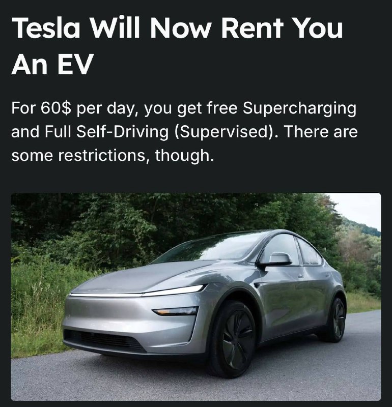 Tesla запускает краткосрочную аренду электромобилей в США с бонусами и скидками Tesla запускает краткосрочную аренду электромобилей в США с бонусами и скидками