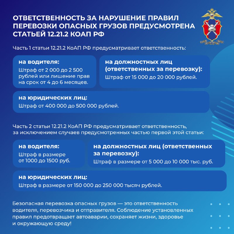 Безопасность перевозки опасных грузов по дорогам общего пользования