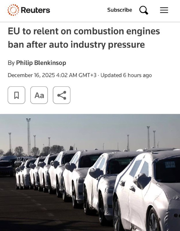 ЕС может отменить запрет на ДВС с 2035 года под давлением Volkswagen и других автогигантов.Еврокомиссия обсуждает серьёзное послабление законопроекта: после 2035-го на рынке могут оставить до 10% неэлектрических машин.