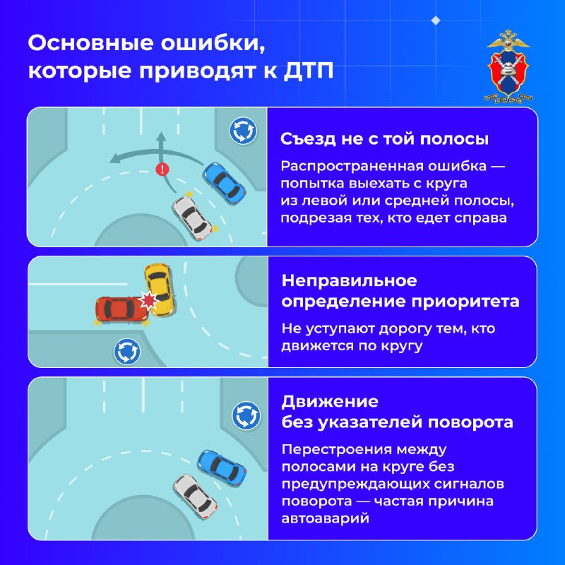 Основные правила и ошибки при проезде кругового движения