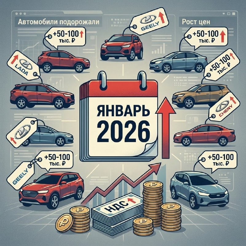 Массовое повышение цен на автомобили в России в январе 2026 года