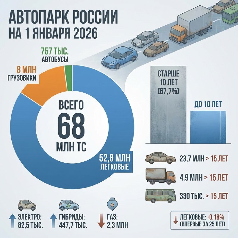 Государственная статистика автопарка России на начало 2026 года Государственная статистика автопарка России на начало 2026 года