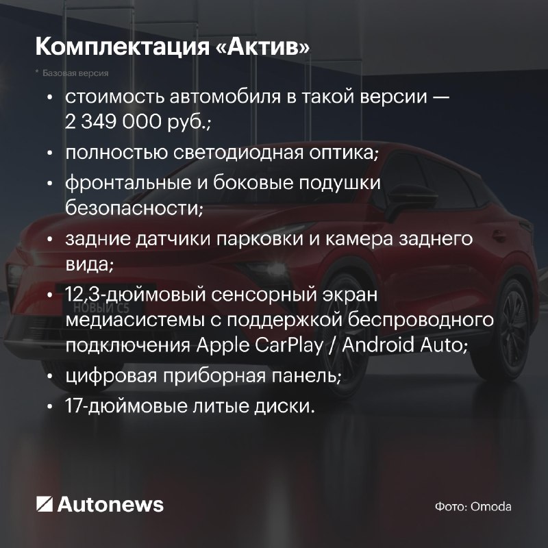 Объявлены цены и комплектации обновленного Omoda C5 Объявлены цены и комплектации обновленного Omoda C5