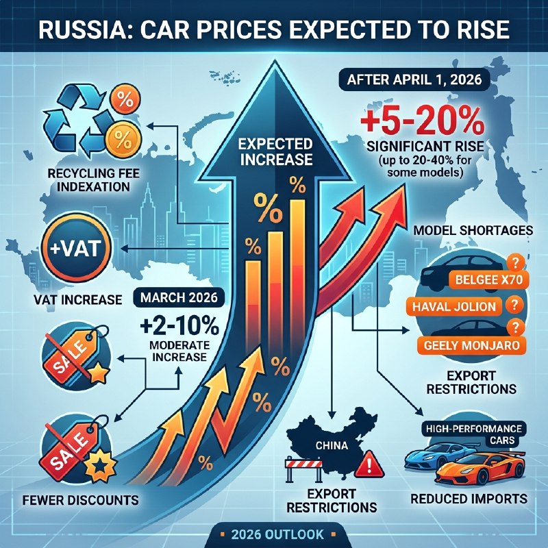 Прогноз увеличения цен на автомобили в России в 2026 году Прогноз увеличения цен на автомобили в России в 2026 году