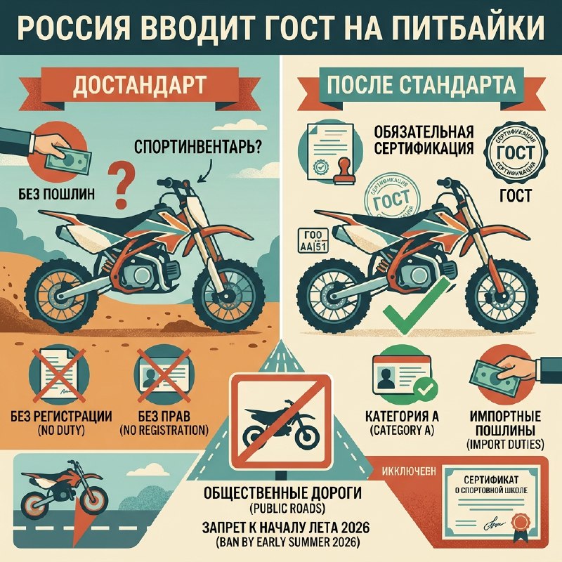 В России разрабатывают национальный стандарт для питбайков