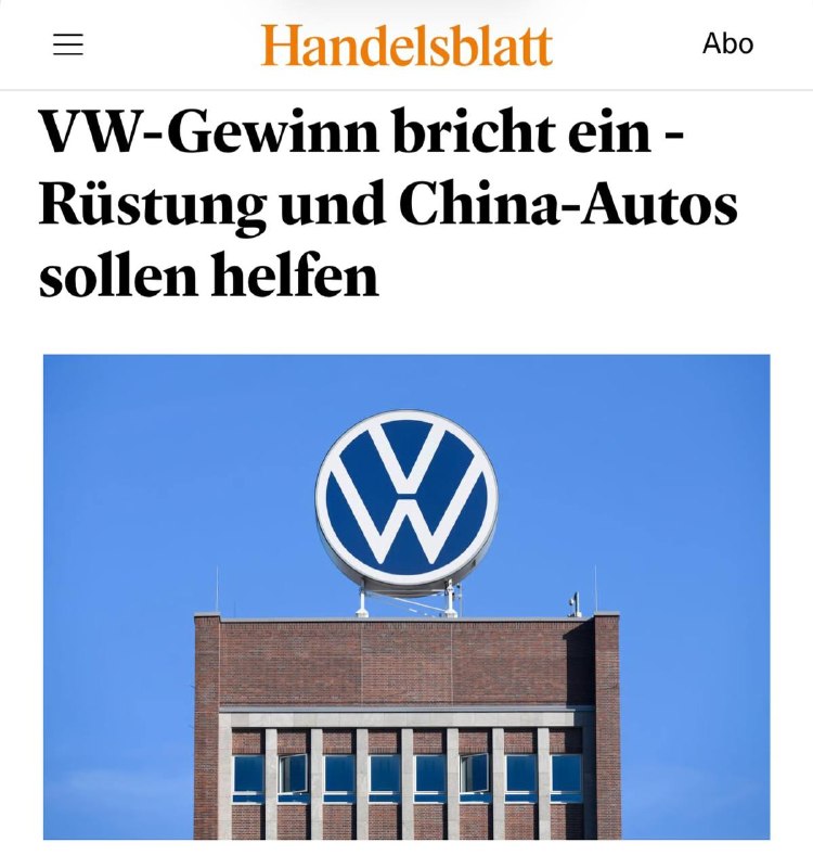 Volkswagen рассматривает выпуск китайских авто в Европе из‑за падения прибыли