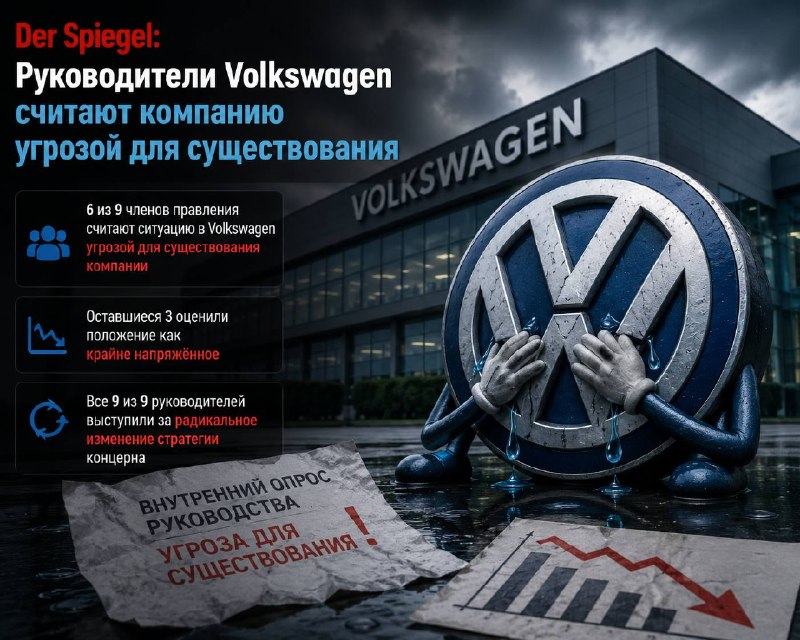 Volkswagen на грани выживания: опрос правления показал критическую ситуацию Volkswagen на грани выживания: опрос правления показал критическую ситуацию