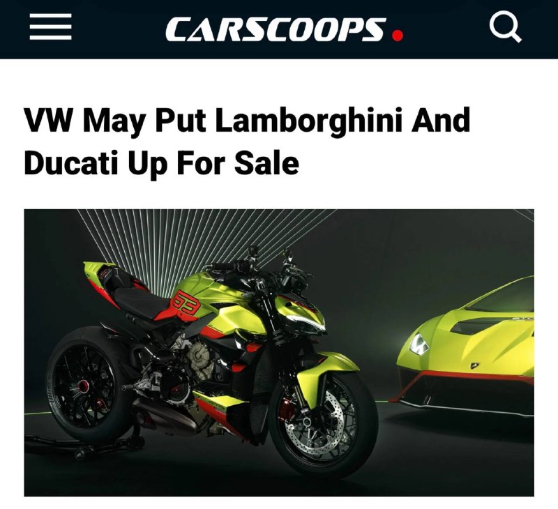 Volkswagen может продать Lamborghini и Ducati для финансирования перехода на электромобили Volkswagen может продать Lamborghini и Ducati для финансирования перехода на электромобили