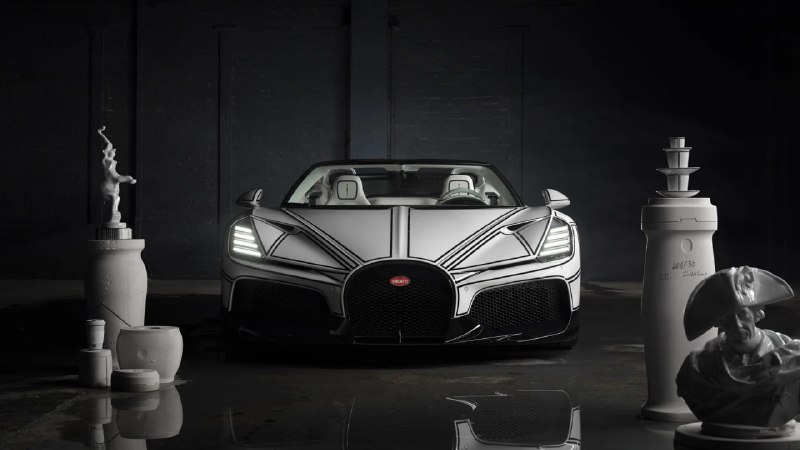 Bugatti W16 Mistral Blanc Eternel: гиперкар в стиле карандашного наброска и фарфора Bugatti W16 Mistral Blanc Eternel: гиперкар в стиле карандашного наброска и фарфора