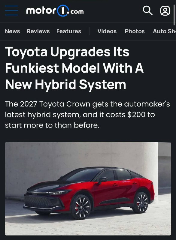 Toyota обновила седан Crown: новая гибридная установка и повышение цены Toyota обновила седан Crown: новая гибридная установка и повышение цены