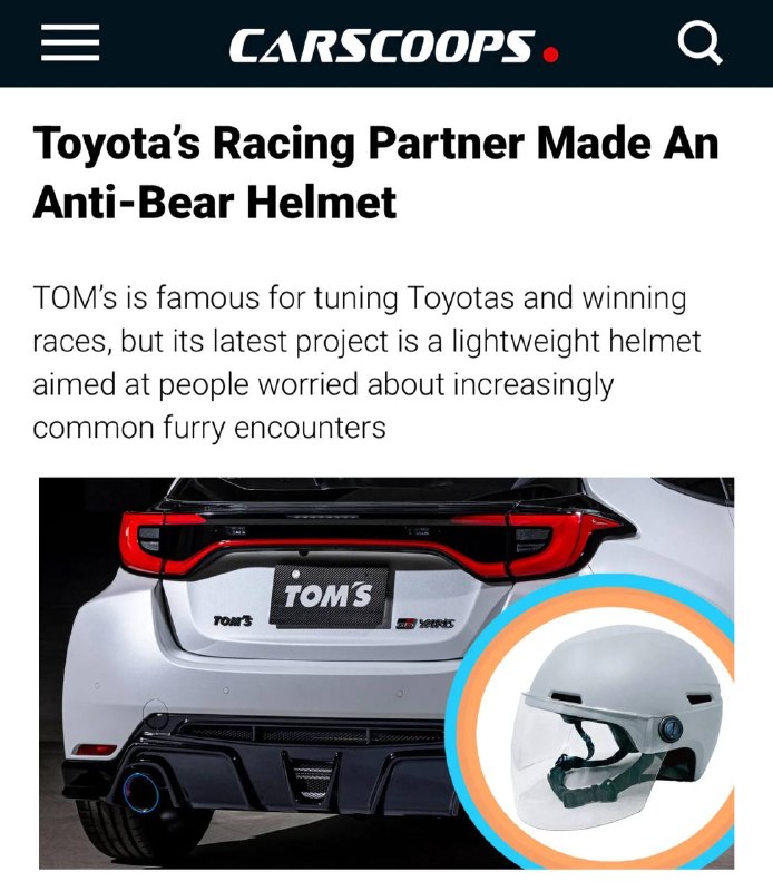 Японские тюнеры TOM's выпустили шлем для защиты от медведей