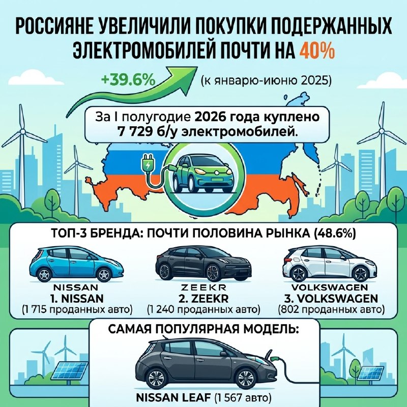 Россияне стали покупать подержанные электромобили почти на 40% чаще Россияне стали покупать подержанные электромобили почти на 40% чаще