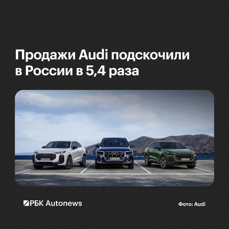 Продажи Audi в России выросли в 5,4 раза за семь месяцев 2026 года Продажи Audi в России выросли в 5,4 раза за семь месяцев 2026 года