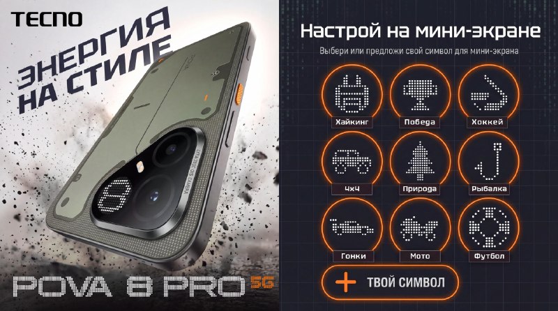 Выберите свой символ на Мини Экране TECNO POVA 8 Pro 5G Выберите свой символ на Мини Экране TECNO POVA 8 Pro 5G