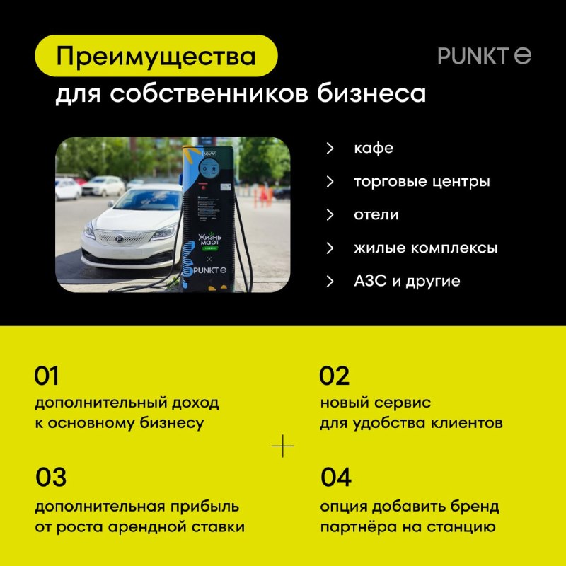 Франшиза PUNKT E: почему сейчас выгодно войти на рынок зарядных станций