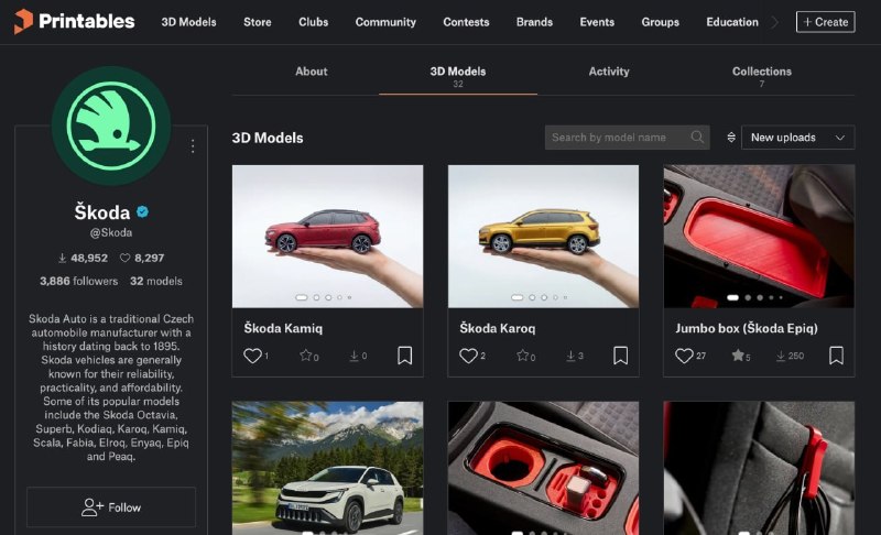 Skoda открыла бесплатную 3D-печать аксессуаров для автомобилей