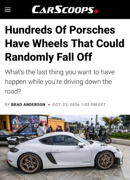 Porsche отзывает 548 автомобилей в США из-за риска отрыва колеса